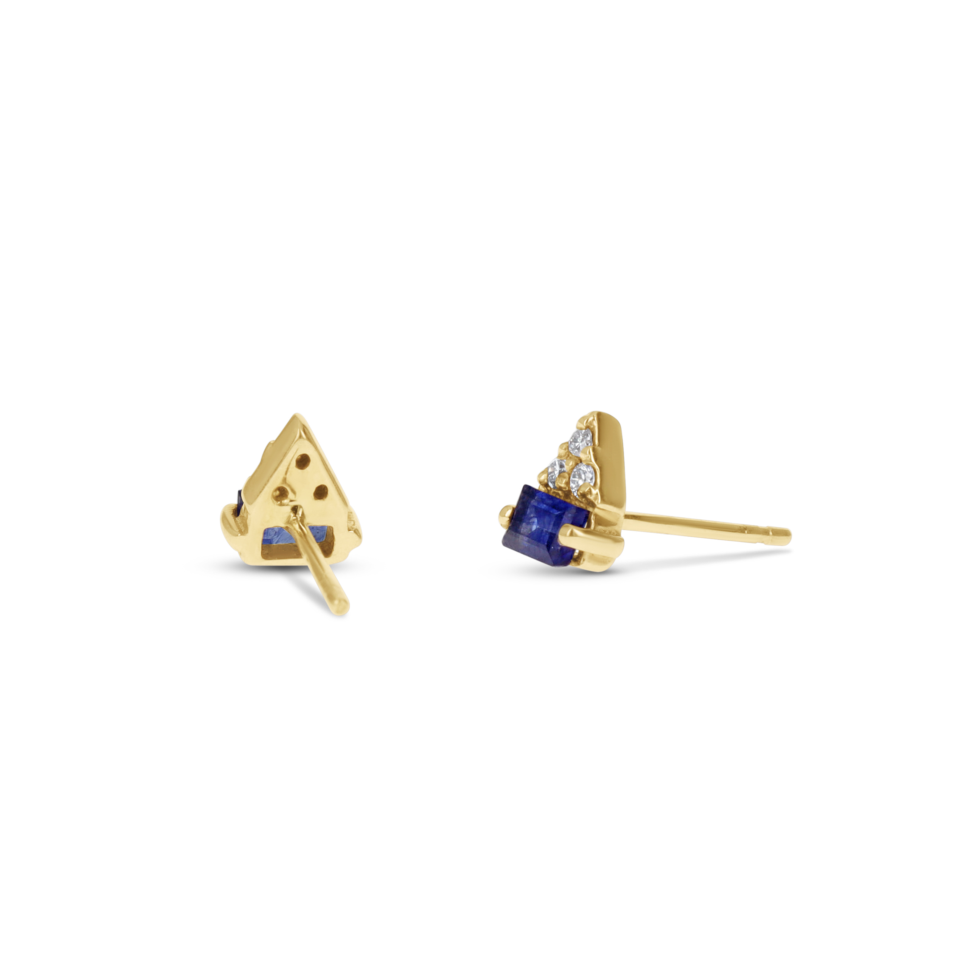 Geometric Modern Gemstone Stud Earrings in Gold
