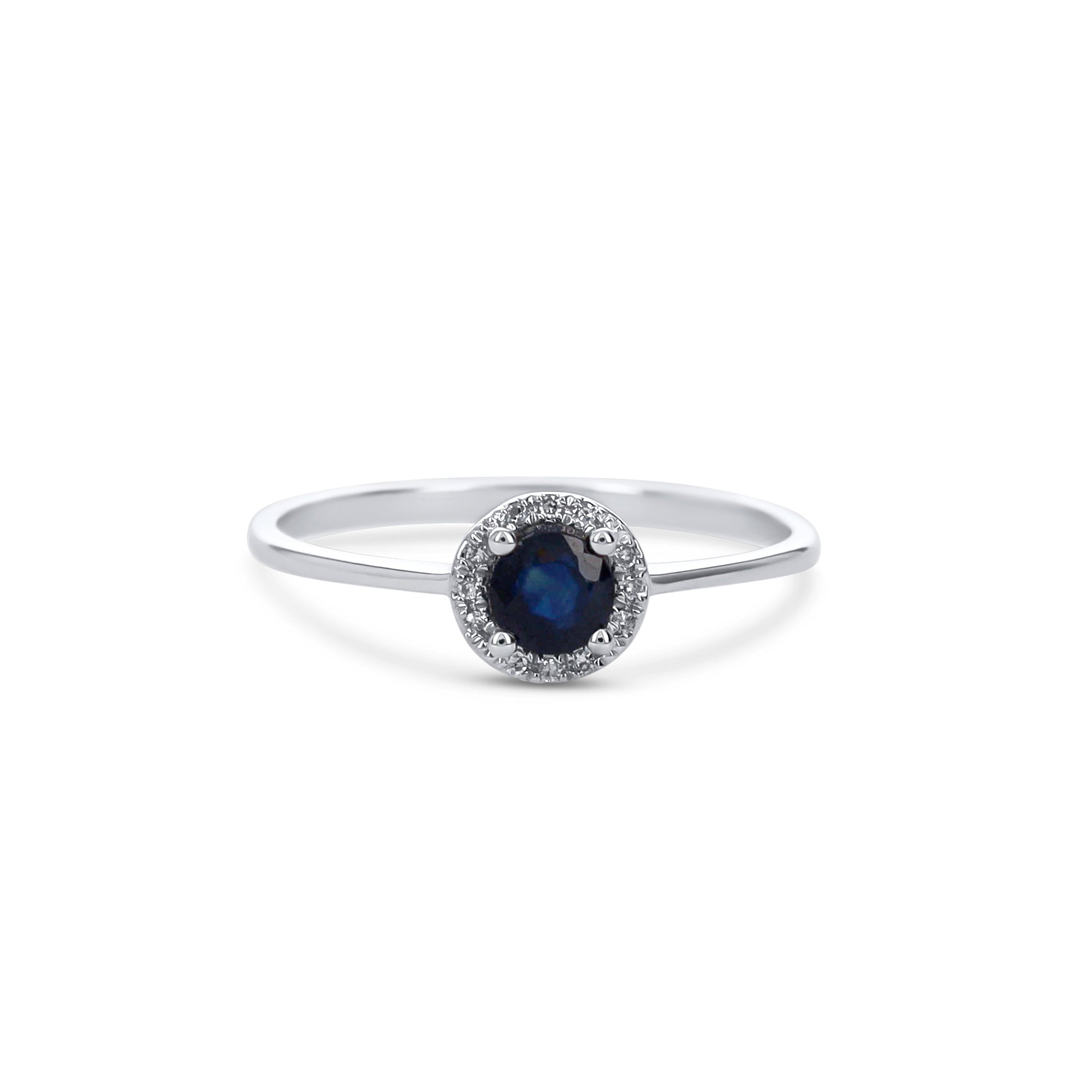 Sapphire Halo Ring in 14kt White Gold from Alexandra Marks Jewlery