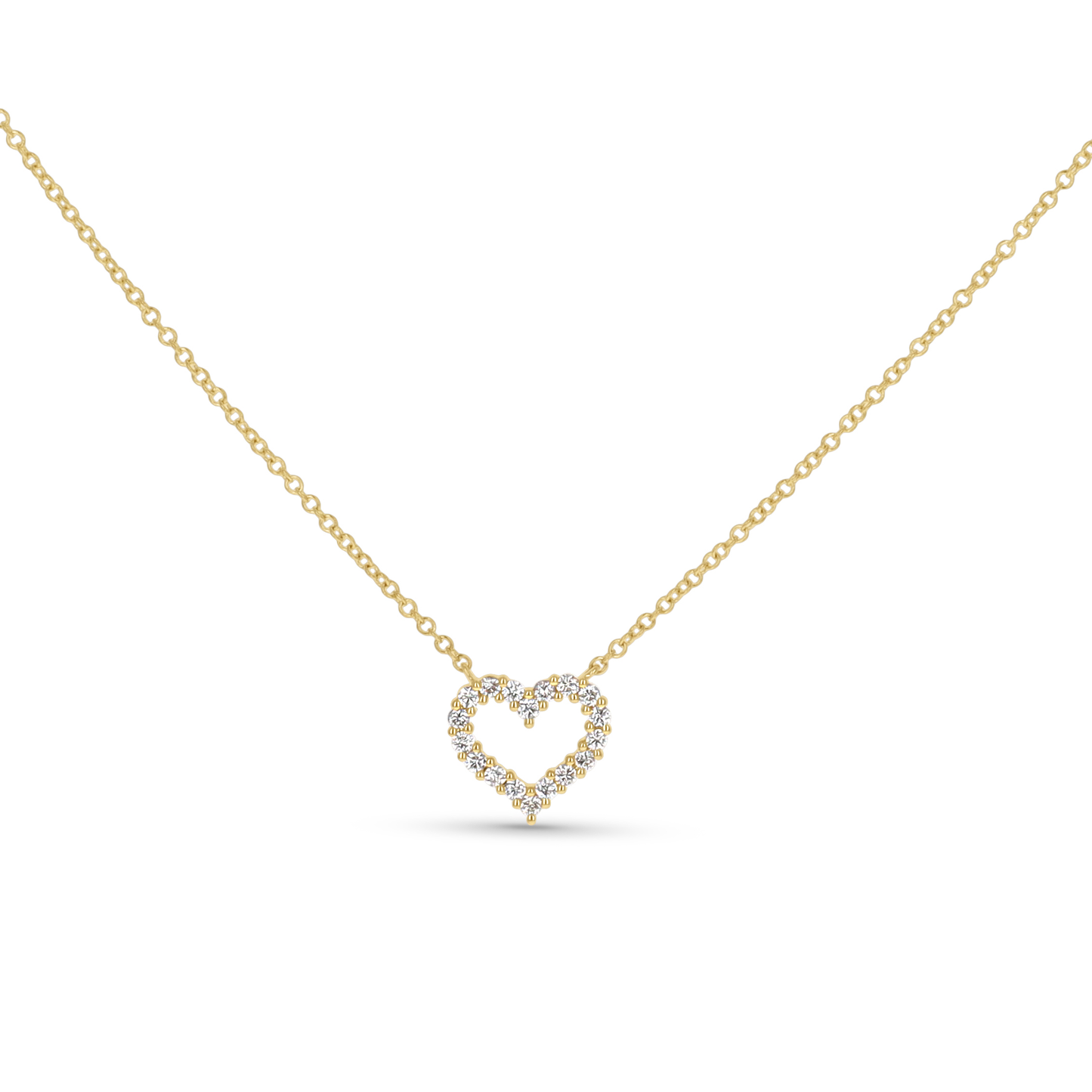 Wide .23ctw Round Diamond Heart Pendant Necklace in 14kt Yellow Gold
