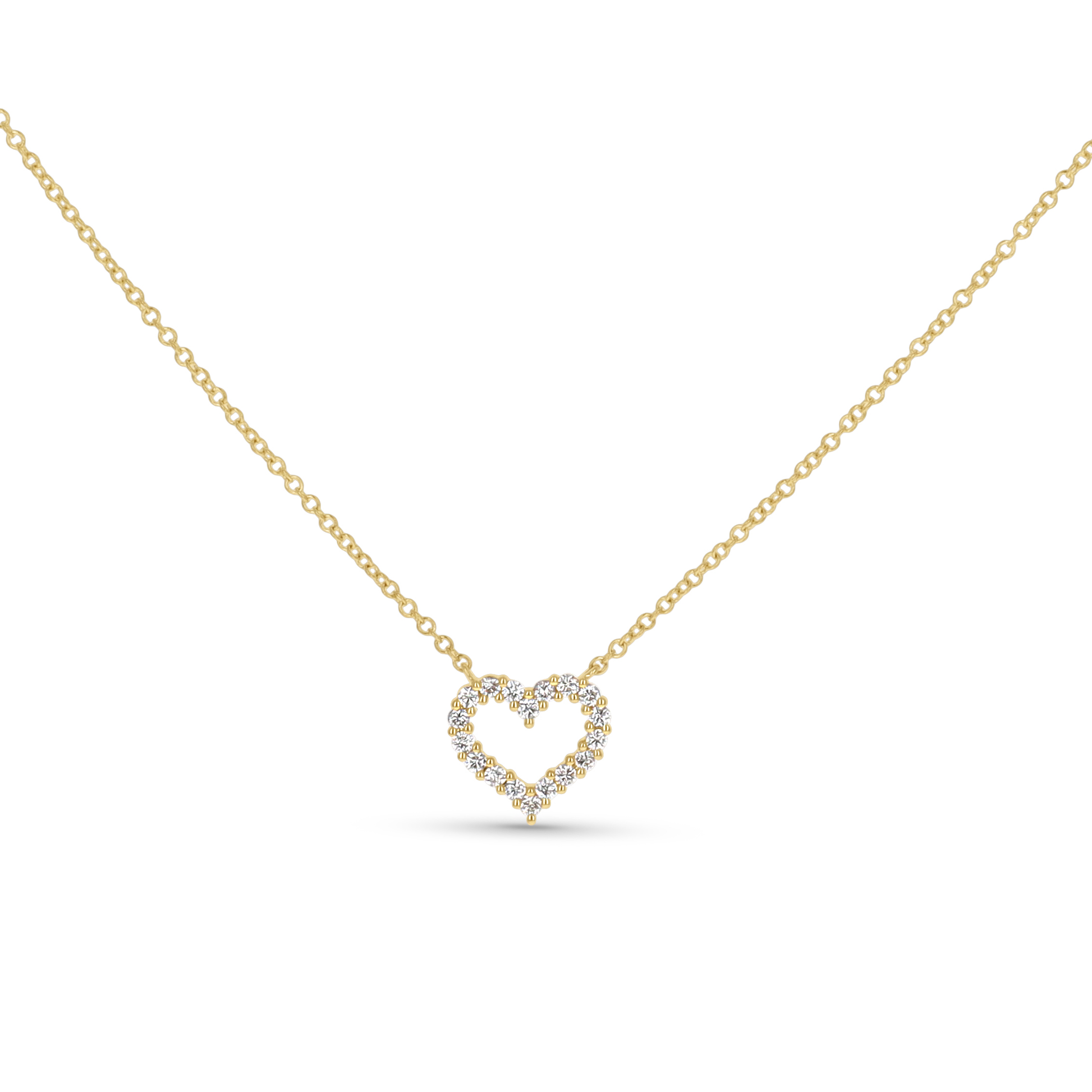 Wide .23ctw Round Diamond Heart Pendant Necklace in 14kt Yellow Gold