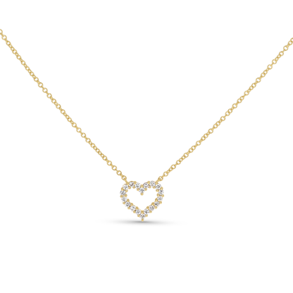 Wide .23ctw Round Diamond Heart Pendant Necklace in 14kt Yellow Gold