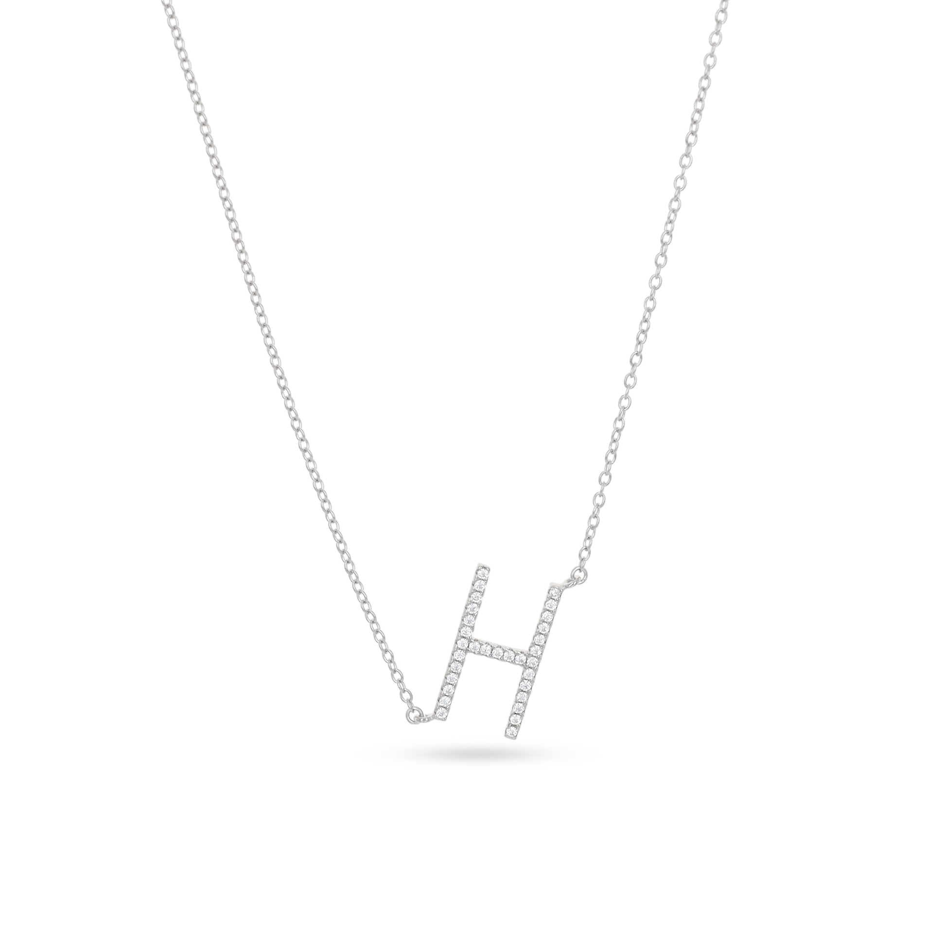 CZ Initial Necklace Letter H From Alexandra Marks Jewelry