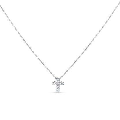 Classic Cross Necklace with Cubic Zirconia Stones in Sterling Silver from Alexandra Marks Jewelry. 
