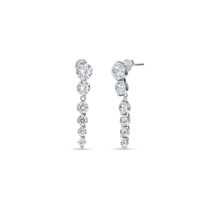 Round CZ Wedding Drop Earrings in Silver from Alexandra Marks Jewelry. 