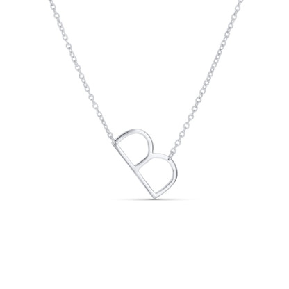 Silver Letter B Initial Necklace - Alexandra Marks Jewelry