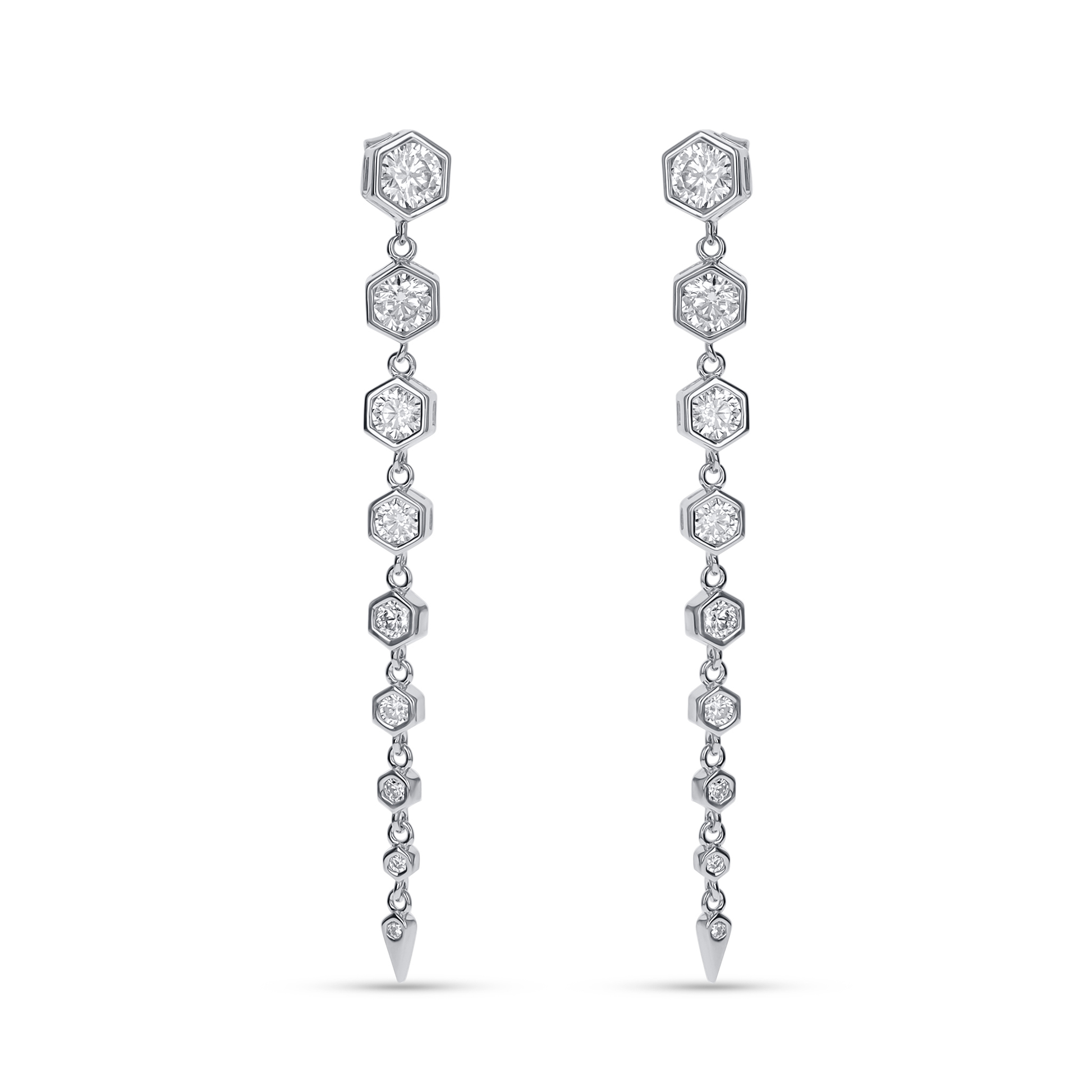 Graduated Hexagon Drop CZ Earrings In Sterling Silver from Alexandra Marks Jewelry