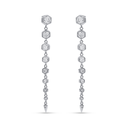 Graduated Hexagon Drop CZ Earrings In Sterling Silver from Alexandra Marks Jewelry