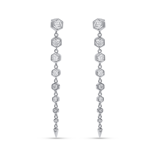 Graduated Hexagon Drop CZ Earrings In Sterling Silver from Alexandra Marks Jewelry
