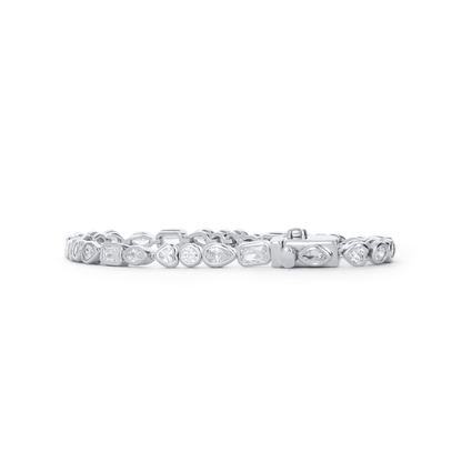 Push button safety clasp on the mixed cz stone bangle bracelet. 