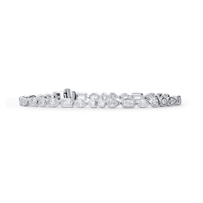 Mixed Pear shape, rectangle, heart, and round CZ tennis bracelet in sterling silver from Alexandra Marks Jewelry