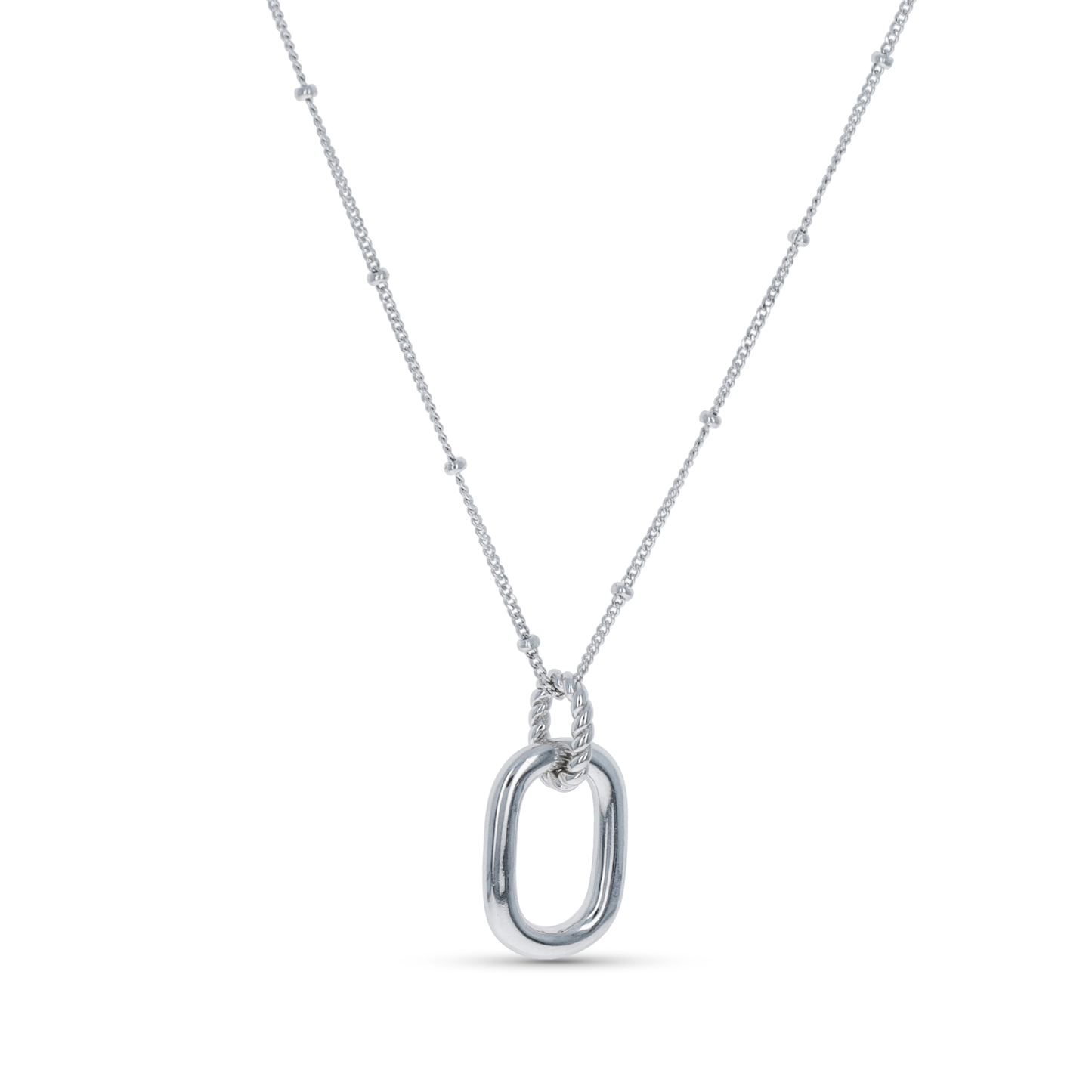 Modern Sterling Silver Open Oval Pendant Necklace from Alexandra Marks Jewelry