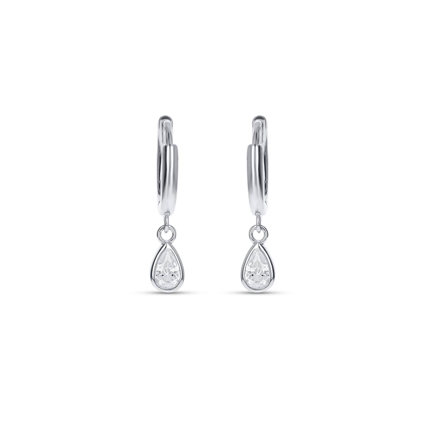 Silver Pear Shaped Drop Charm Hoop Earrings from Alexandra Marks jewelry
