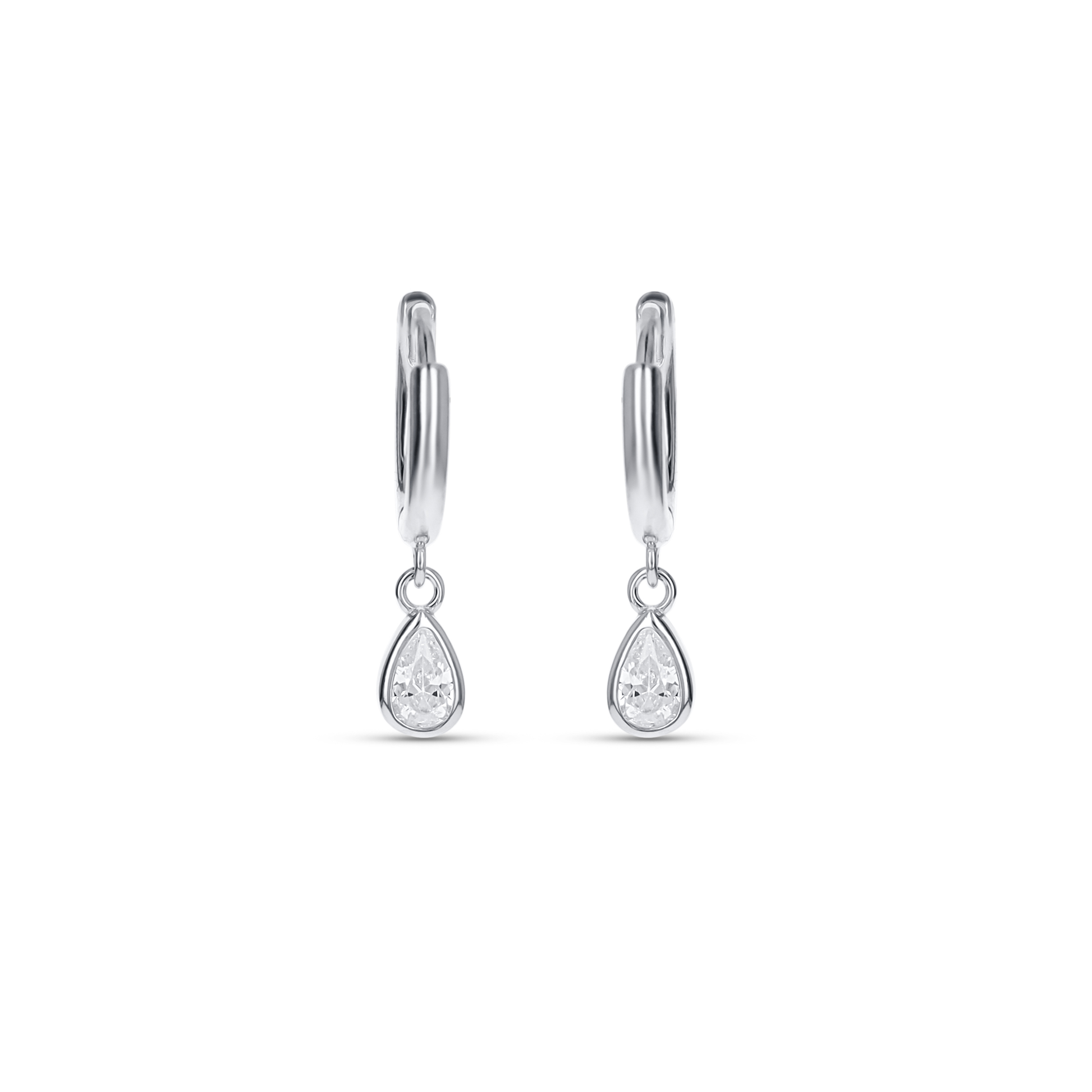 Silver Pear Shaped Drop Charm Hoop Earrings from Alexandra Marks jewelry