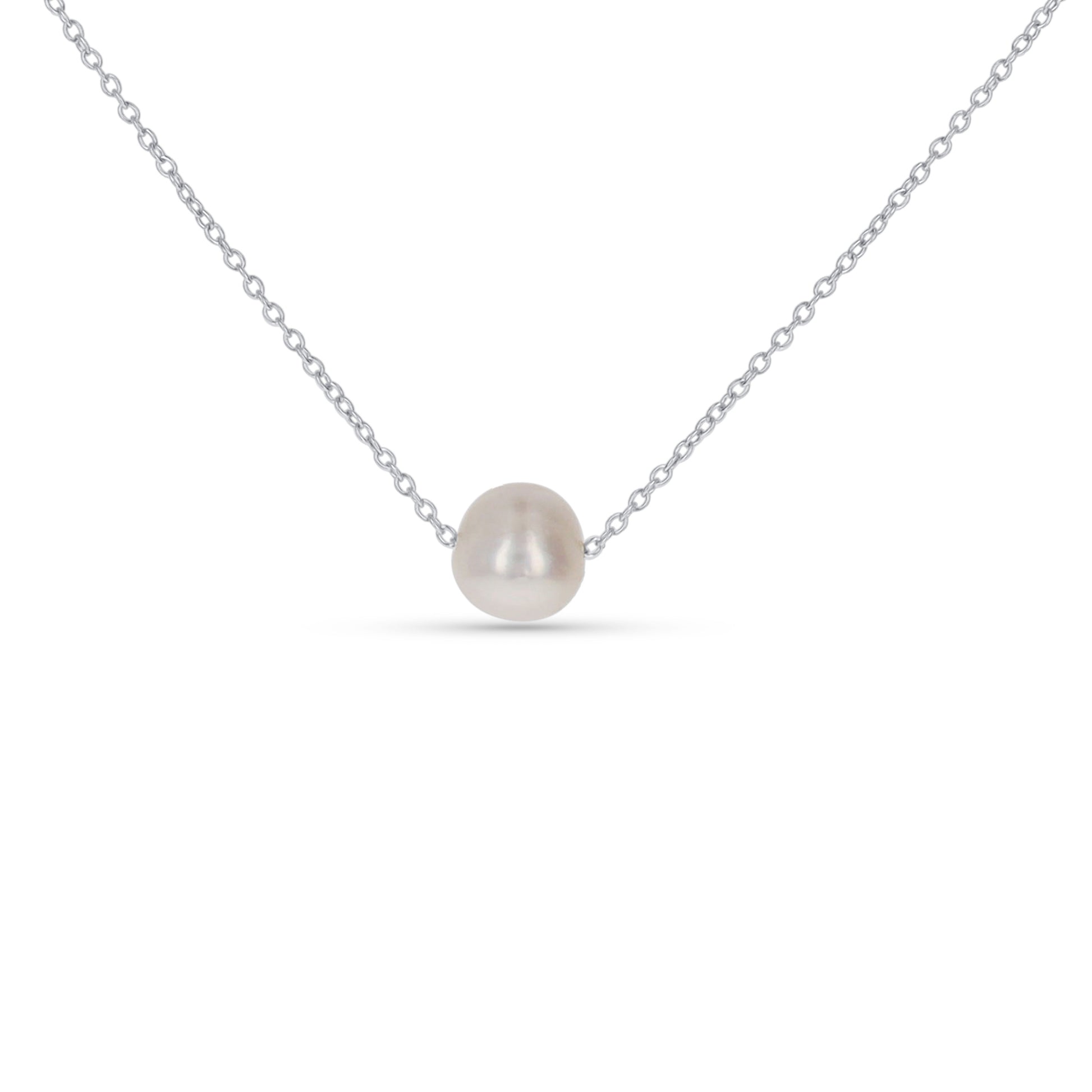 Sterling Silver Pearl Solitaire Necklace