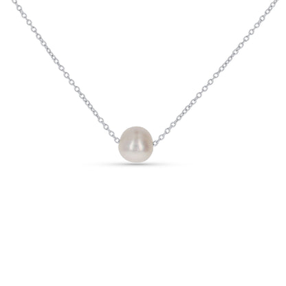 Sterling Silver Pearl Solitaire Necklace