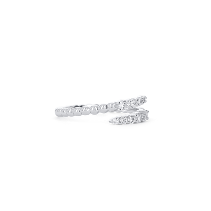 Silver Bead Wrap Ring With CZ Stones