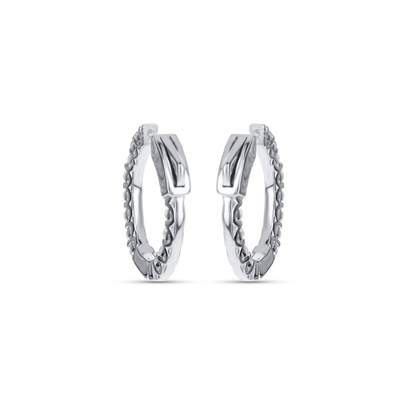 Push Button Clasp on the silver inside-outside hoop earrings