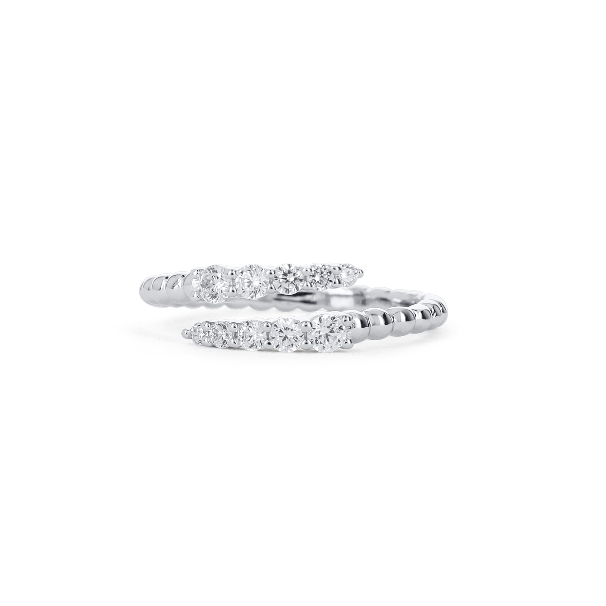 Silver Pointed Wrap Ring With Round CZ Stones From Alexandra Marks Jewelry