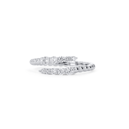 Silver Pointed Wrap Ring With Round CZ Stones From Alexandra Marks Jewelry