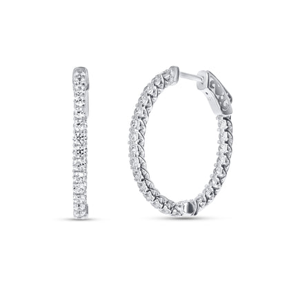 Diamond Looking Round CZ Inside Outside Hoop Earrings In Sterling Silver from Alexandra Marks Jewelry. 