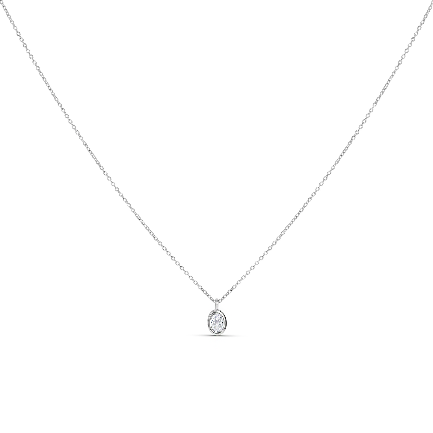 Oval CZ Pendant Necklace in Sterling Silver From Alexandra Marks Jewelry. 