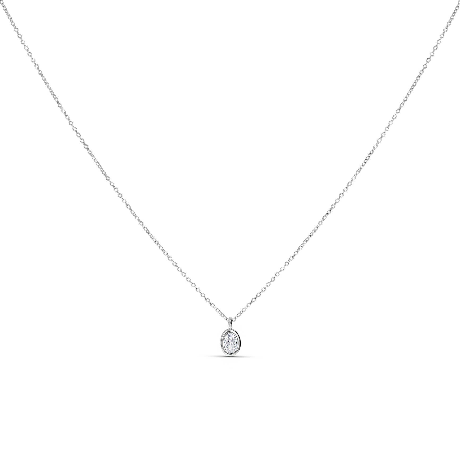 Oval CZ Pendant Necklace in Sterling Silver From Alexandra Marks Jewelry. 