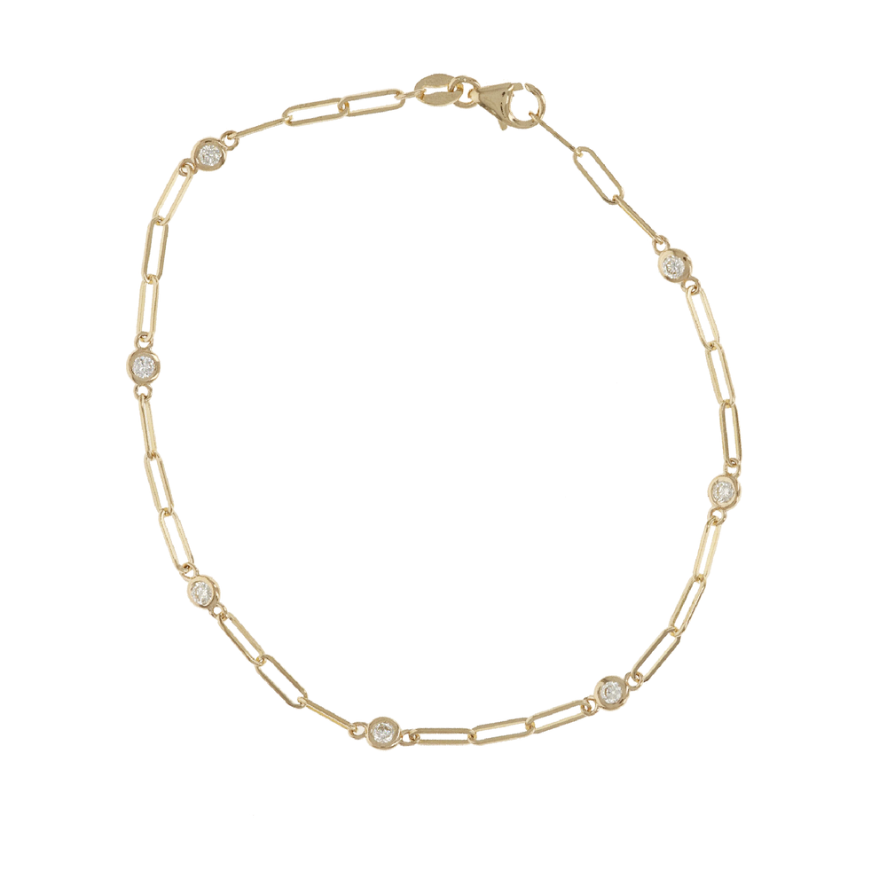 14k Gold Paperclip Chain Link Diamond Bracelet | Alexandra Marks Jewelry