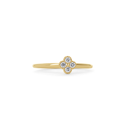Mini Diamond Clover Ring in 14kt Yellow Gold from Alexandra Marks Jewelry. 