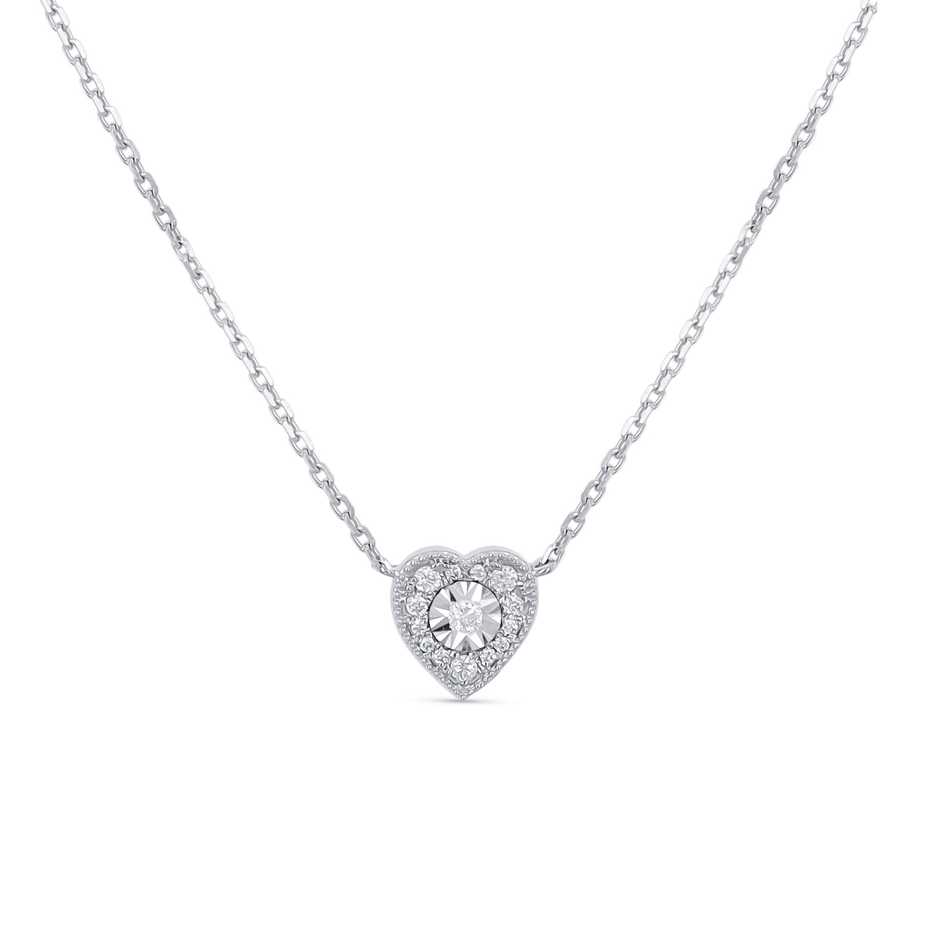 Vintage Diamond Heart Necklace in 14k White Gold from Alexandra Marks Jewelry