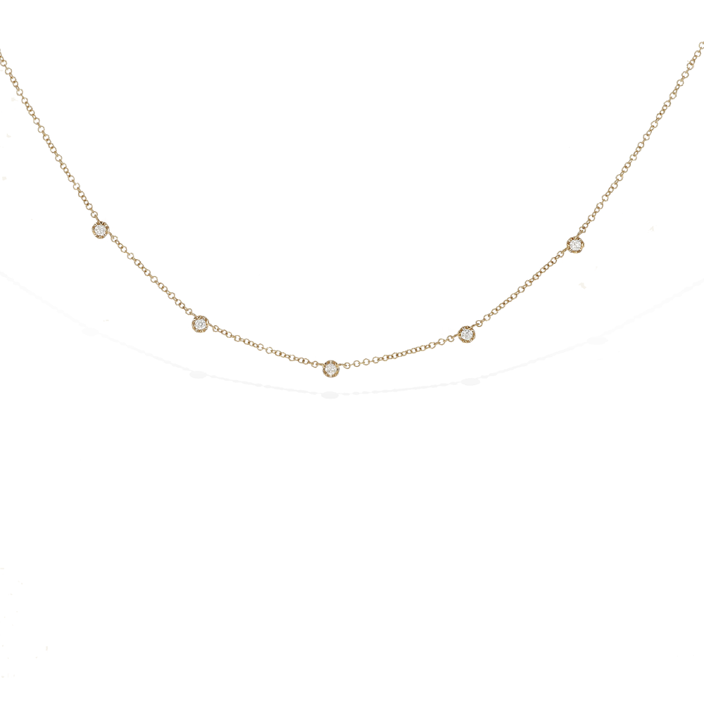 
            
                Load image into Gallery viewer, Mini Diamond Station Necklace in 14kt Yellow Gold - Alexandra Marks jewelry
            
        