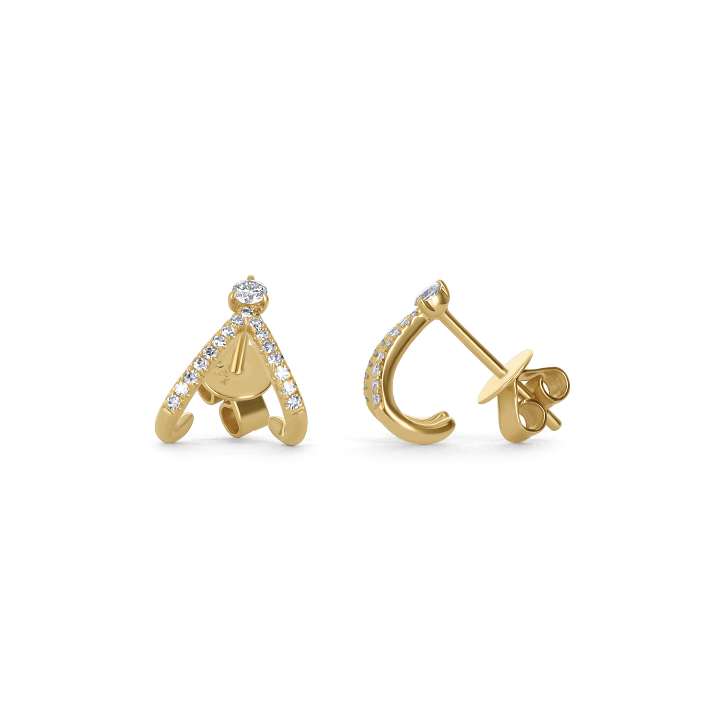 Diamond Wrap Hoop Earrings in 14kt Yellow Gold from Alexandra Marks Jewelry. 