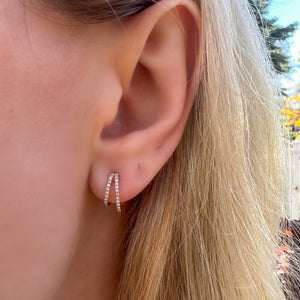 Diamond Split Huggie 14k Gold Hoop Earrings from Alexandra Marks Jewelry