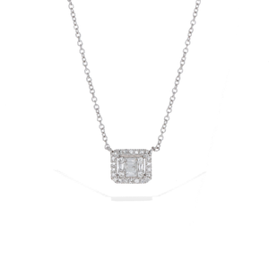 
            
                Load image into Gallery viewer, White Gold Mixed Diamond Rectangle Pendant Necklace from Alexandra Marks Jewelry
            
        