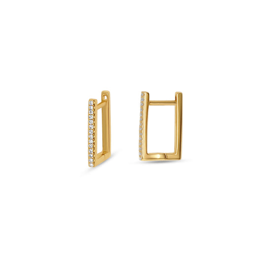 Square Diamond Hoop Earrings in Gold | Alexandra Marks Jewelry