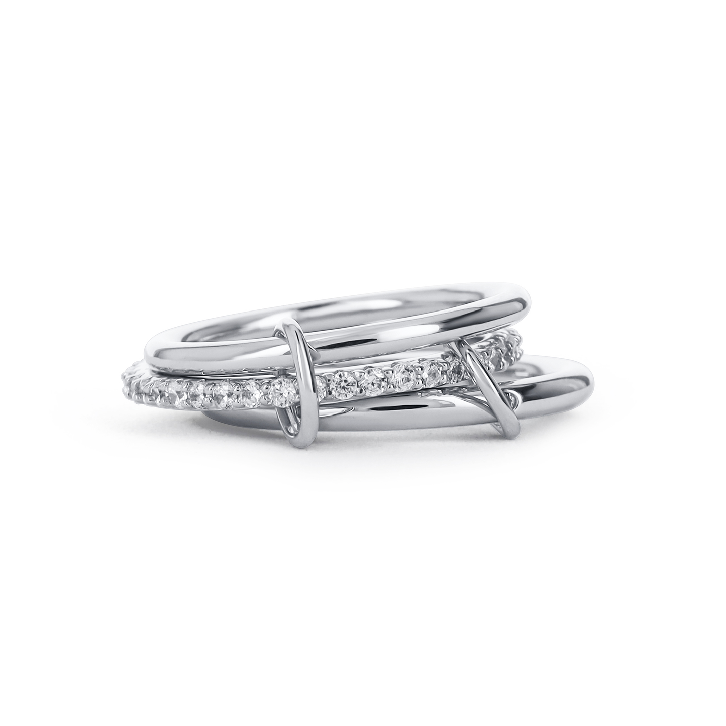 Interlocking designer spinner ring in sterling silver from Alexandra Marks Jewelry