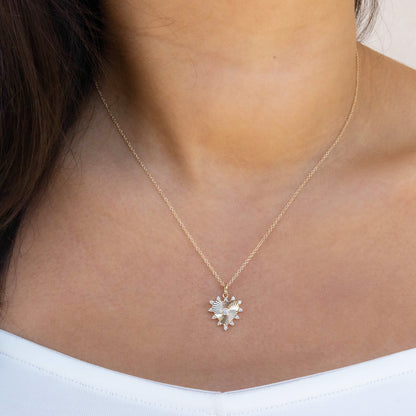 Starburst Heart Pendant Necklace in Gold