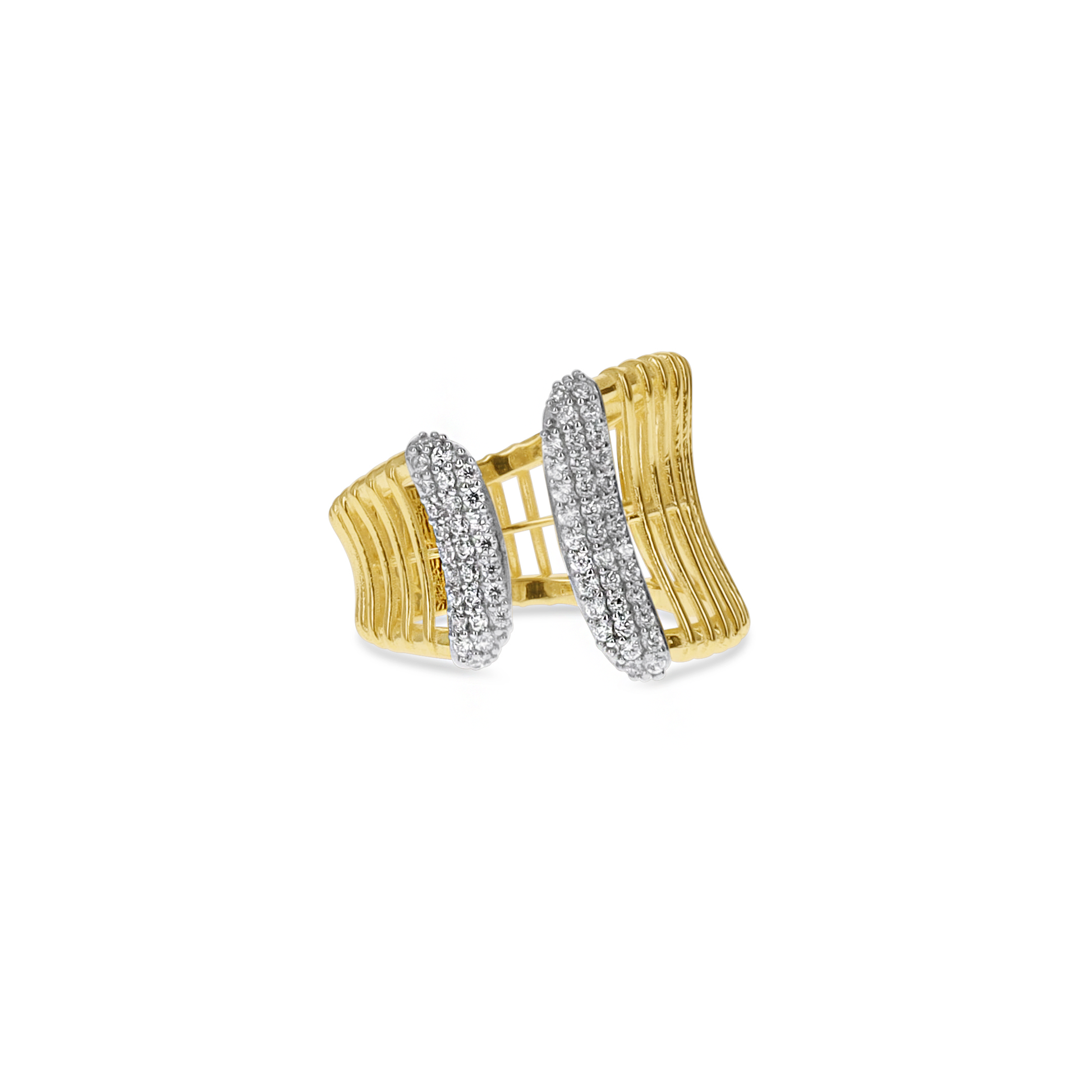 Bold Gold Open Bar CZ Cuff Ring from Alexandra Marks Jewelry