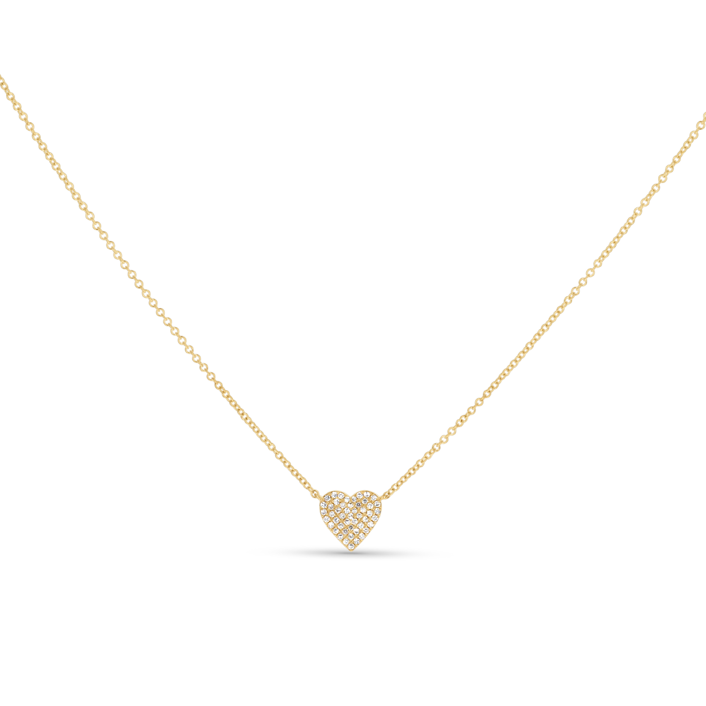 Sweet Heart Dainty Diamond Heart Necklace in 14kt Yellow Gold From Alexandra Marks Jewelry. 