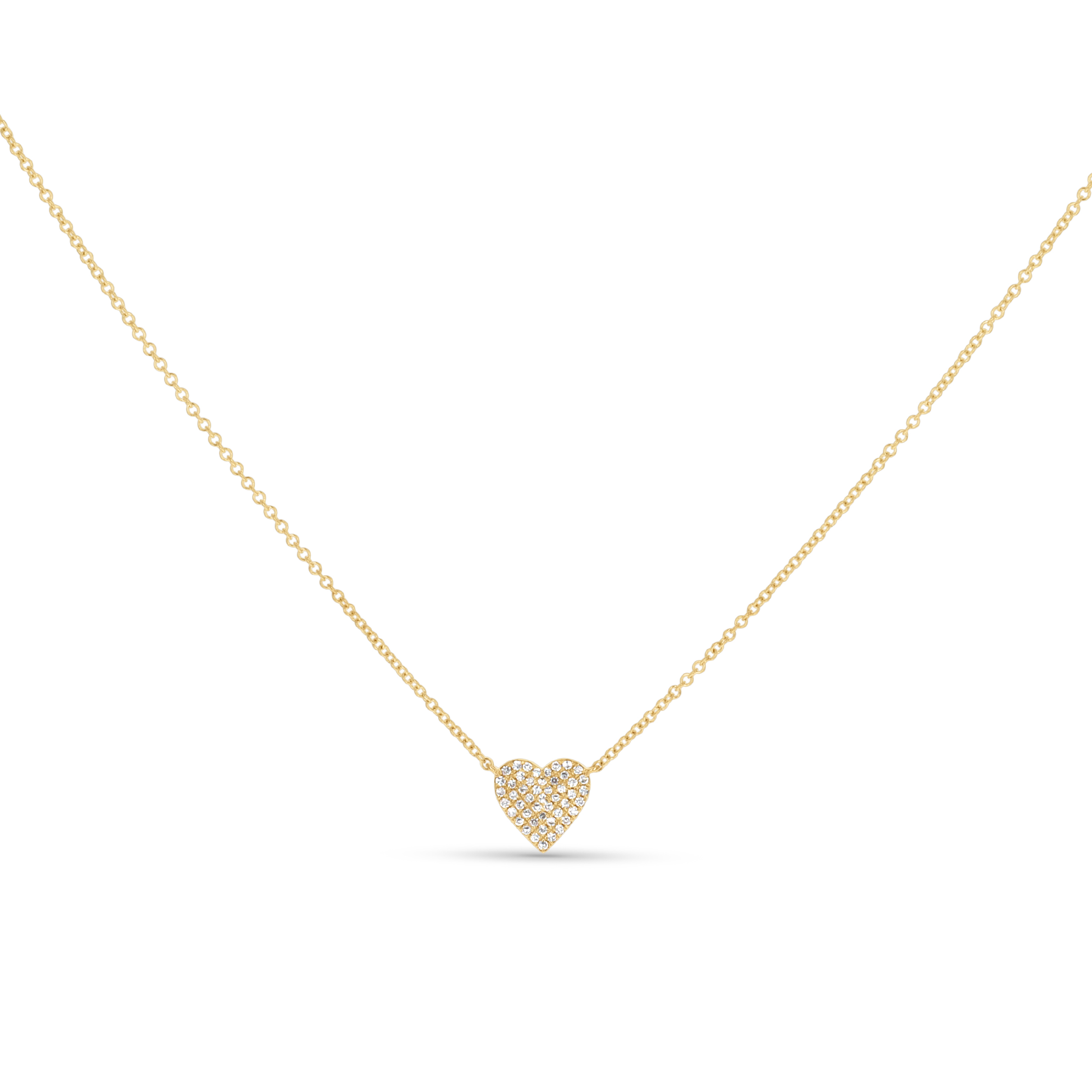 Sweet Heart Dainty Diamond Heart Necklace in 14kt Yellow Gold From Alexandra Marks Jewelry. 