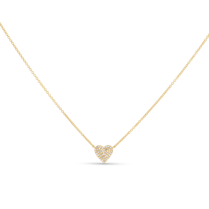 Sweet Heart Dainty Diamond Heart Necklace in 14kt Yellow Gold From Alexandra Marks Jewelry. 