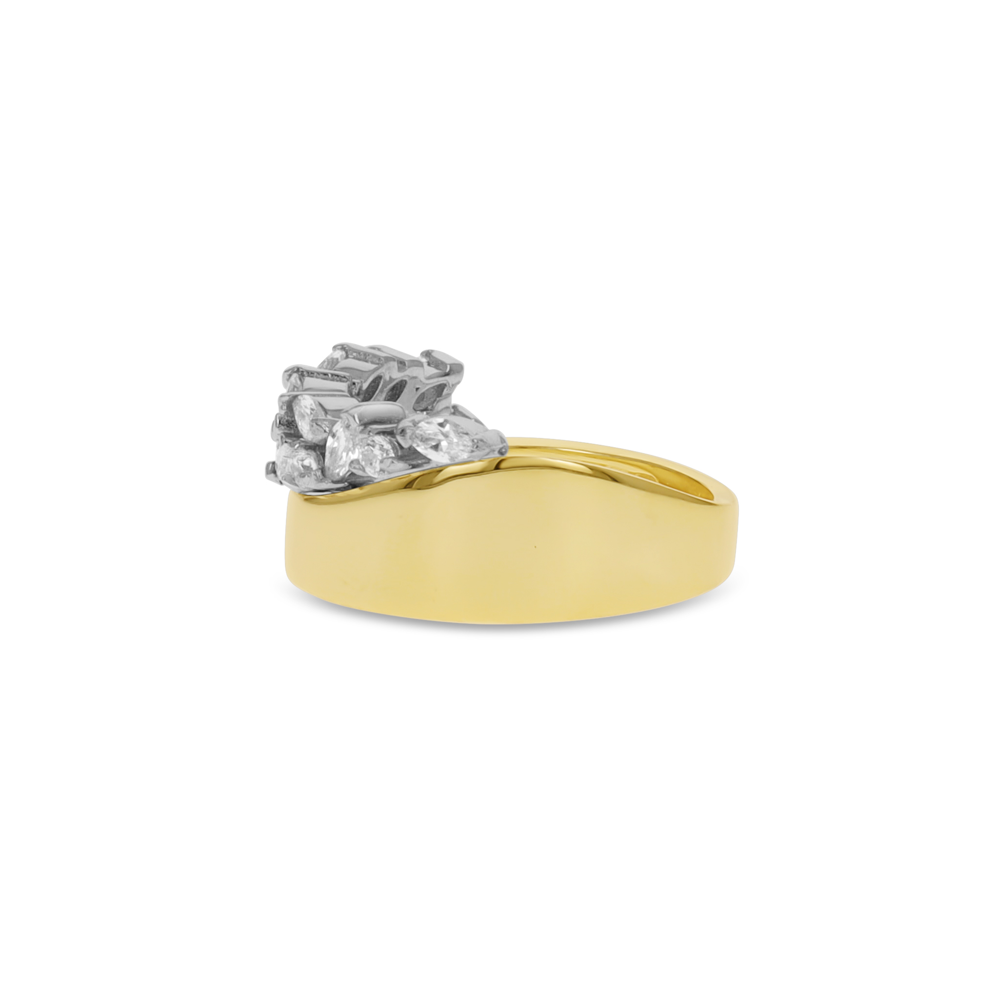 Marquise and Round CZ Stone Ring in Gold