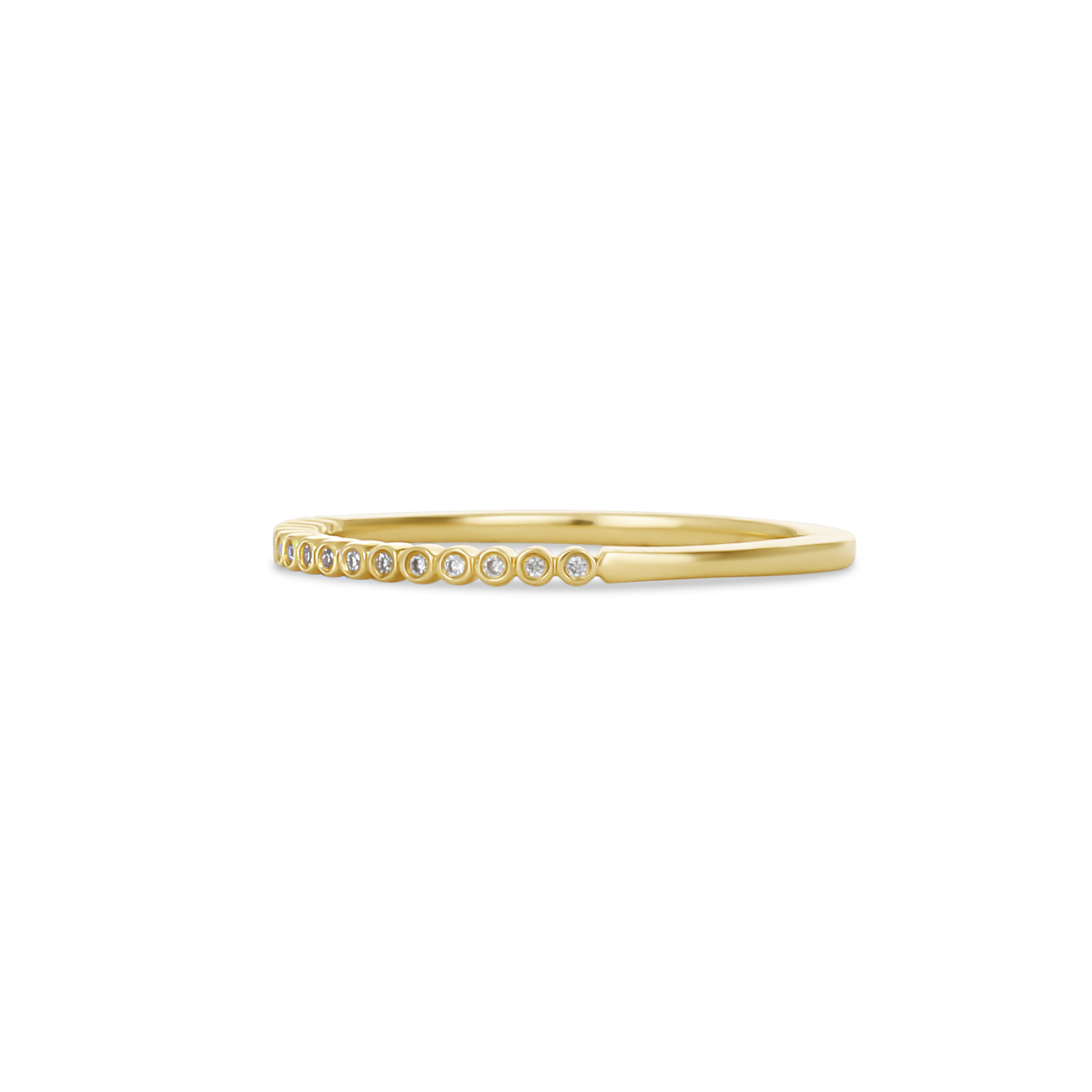 Thin Gold Ring with Small Bezel Set Diamonds 