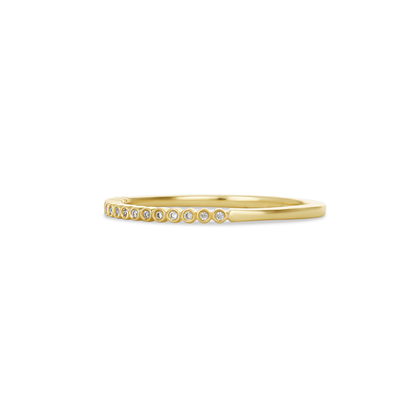 Thin Gold Ring with Small Bezel Set Diamonds 
