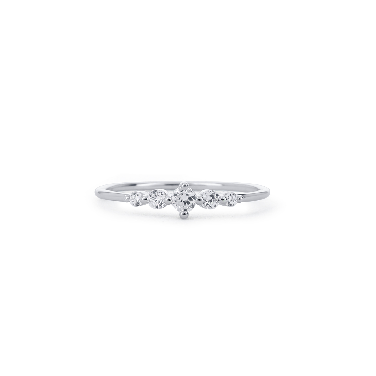 Delicate Graduated Round CZ Rings from Alexandra Marks Jewelry. 