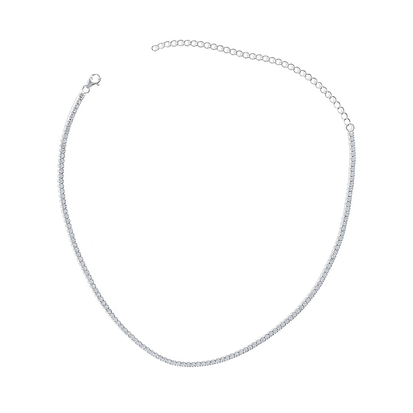 Dainty CZ Tennis Choker Necklace in Silver
