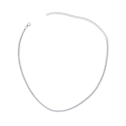 Dainty CZ Tennis Choker Necklace in Silver