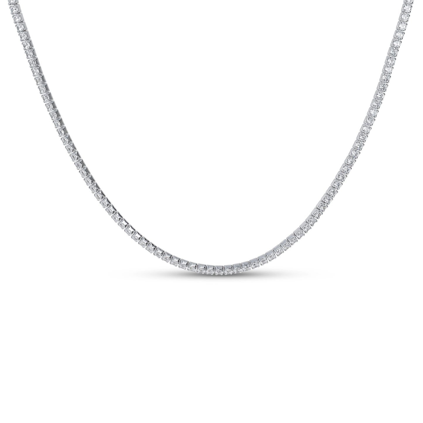 Diamond Like Tennis Necklace in Silver 