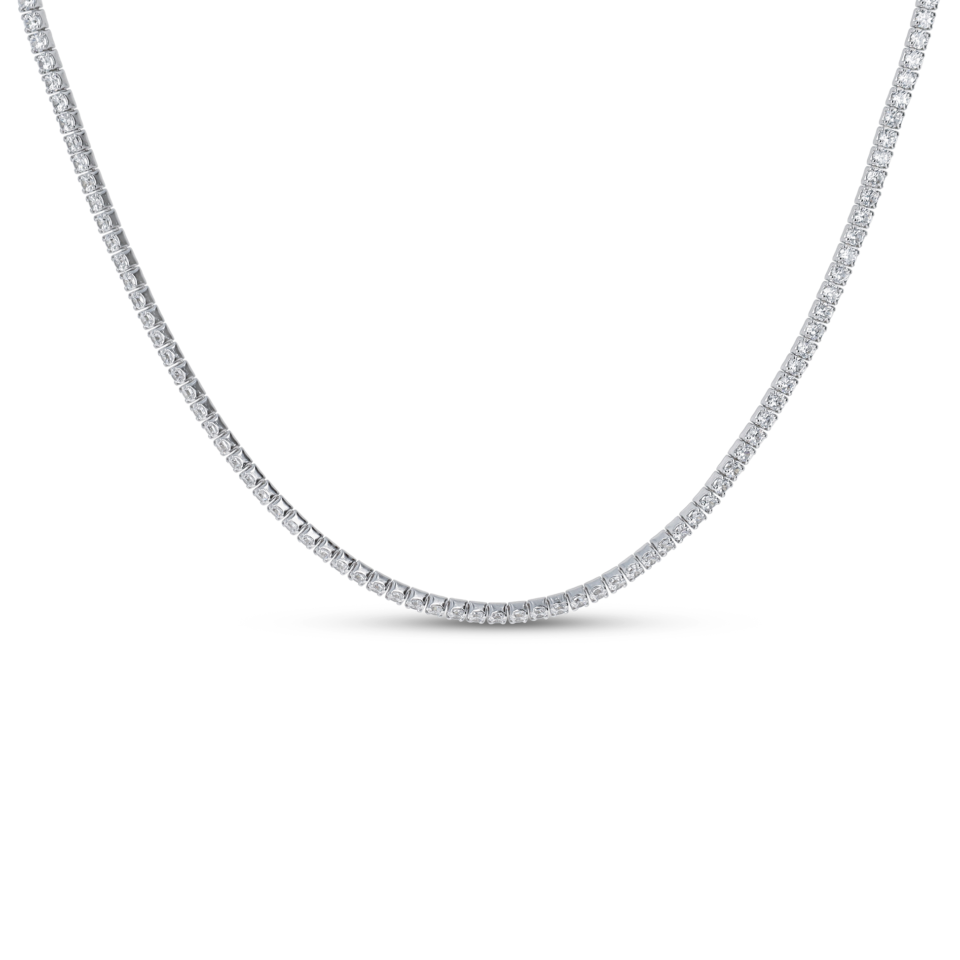 Diamond Like Tennis Necklace in Silver 