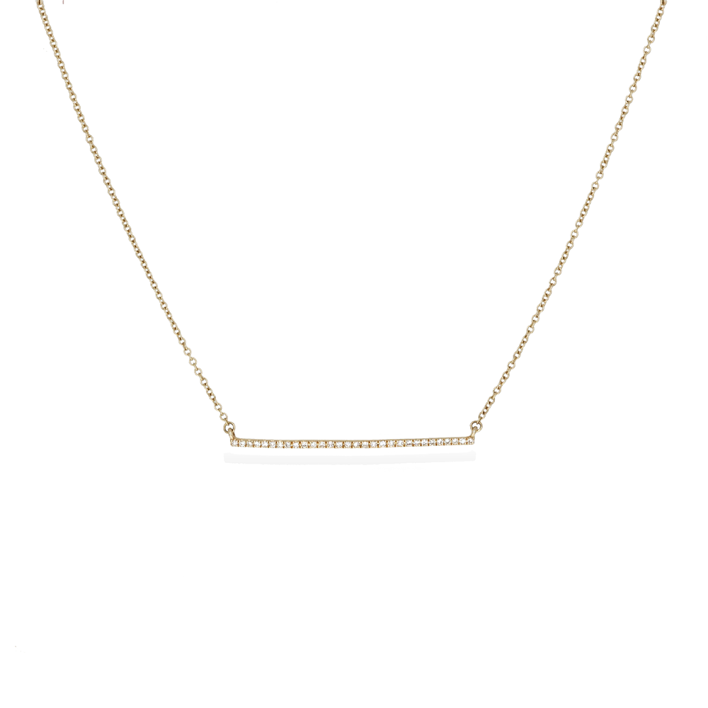 Yellow Gold Thin Diamond Bar Necklace from Alexandra Marks Jewelry