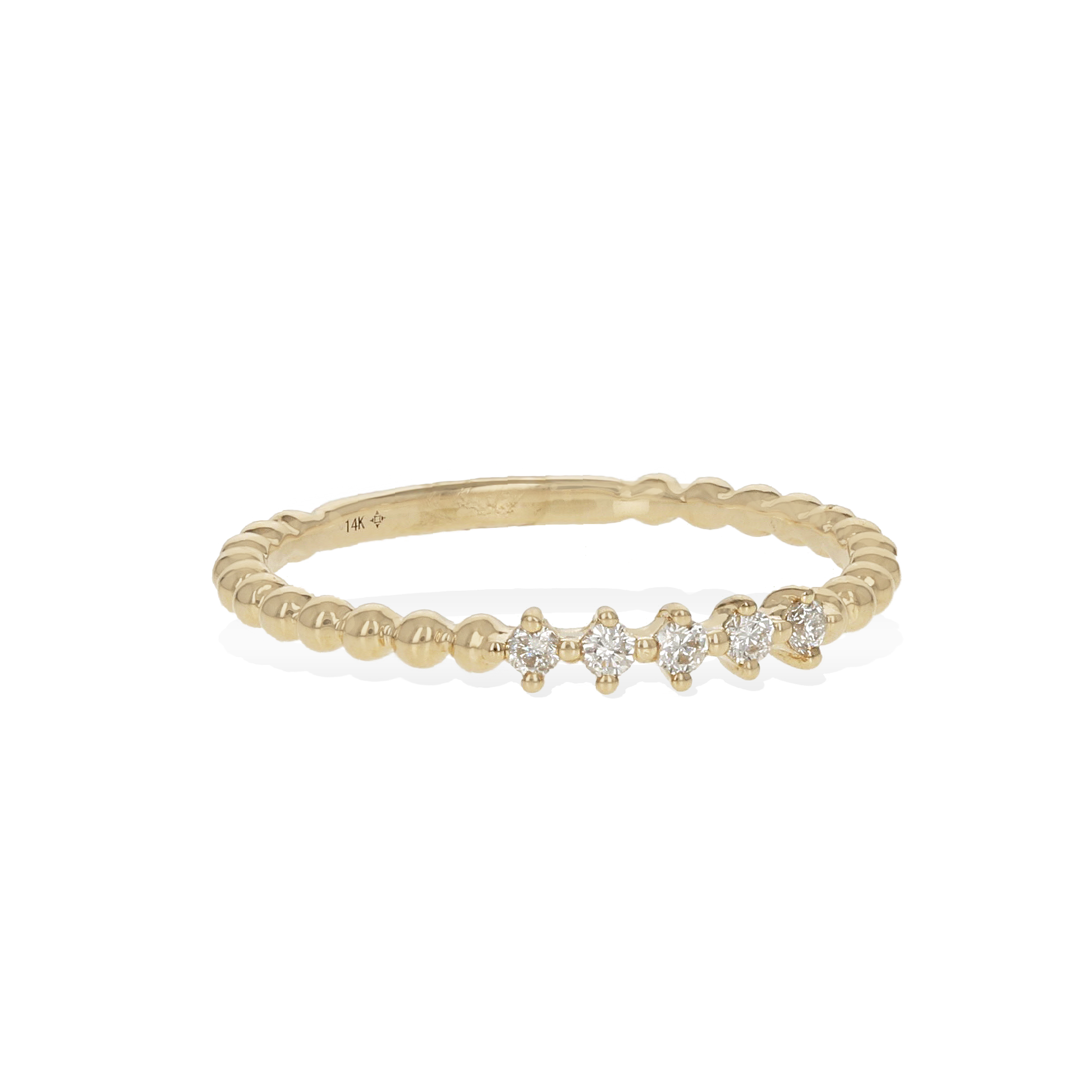 Five Round Diamond Thin Stacking Ring in 14k Gold from Alexandra Marks Jewelry